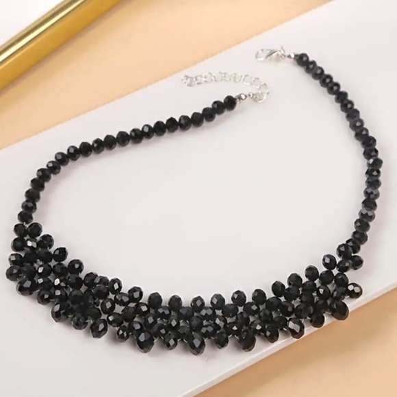 Boutique Jewelry - 🏷SALE. Black glass Chunky beaded necklace Multi layers NWT I ❤️ Bundles